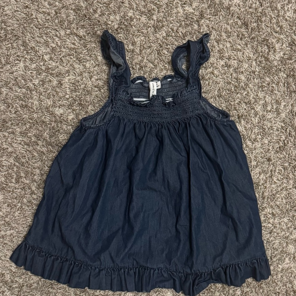 Janie and Jack Navy denim Ruffled Blouse size 12